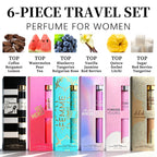Six-piece fragrance discovery set with six 35 ml eau de parfum bottles and retail boxes.